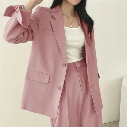Ensemble Business Femme - Blazer Uni & Pantalon Droit