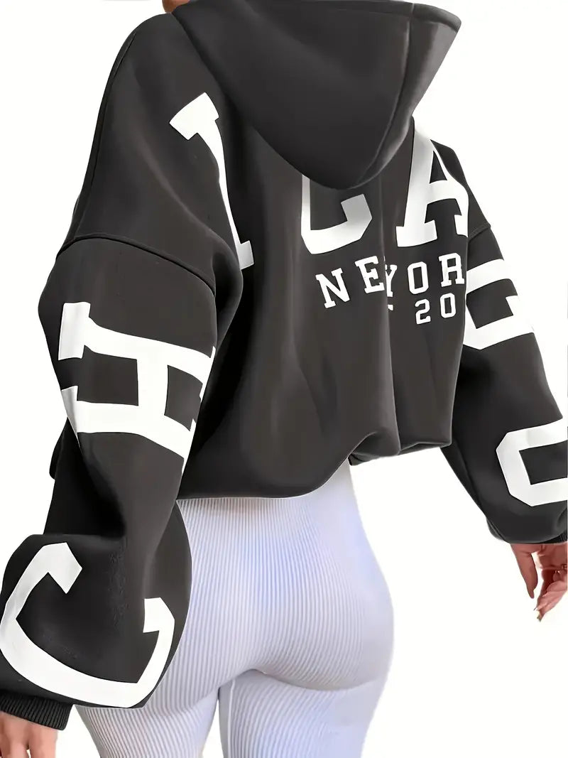 Sweat à capuche oversize à manches longues pour femme