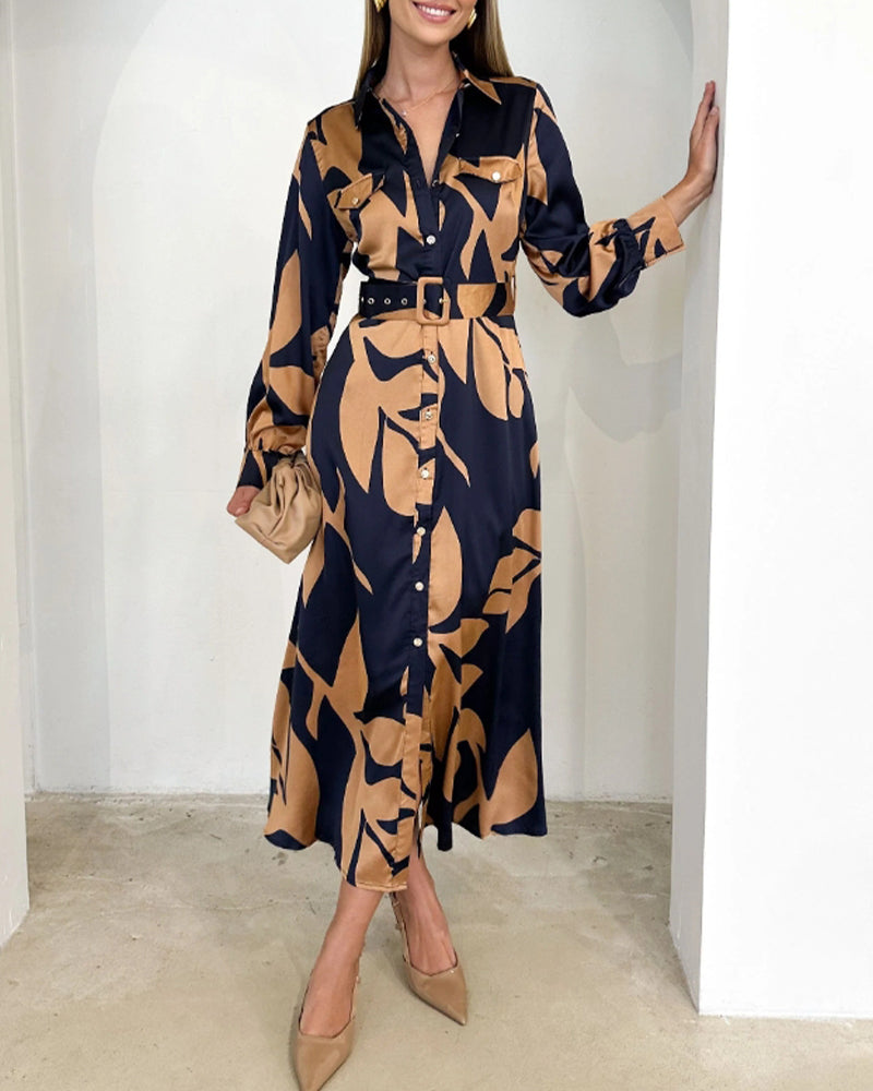 Robe à manches longues motif floral élégante