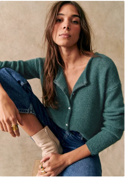 Cardigan femme col V fermeture boutonnée
