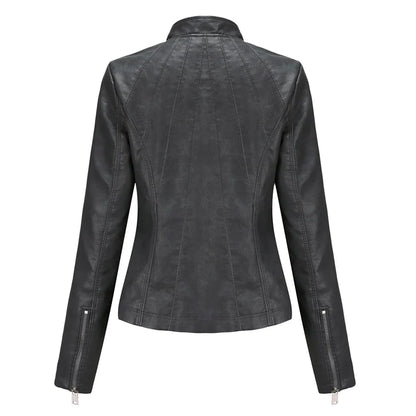 Elegante Lederjacke Damen Stylish - IdealeKleiden