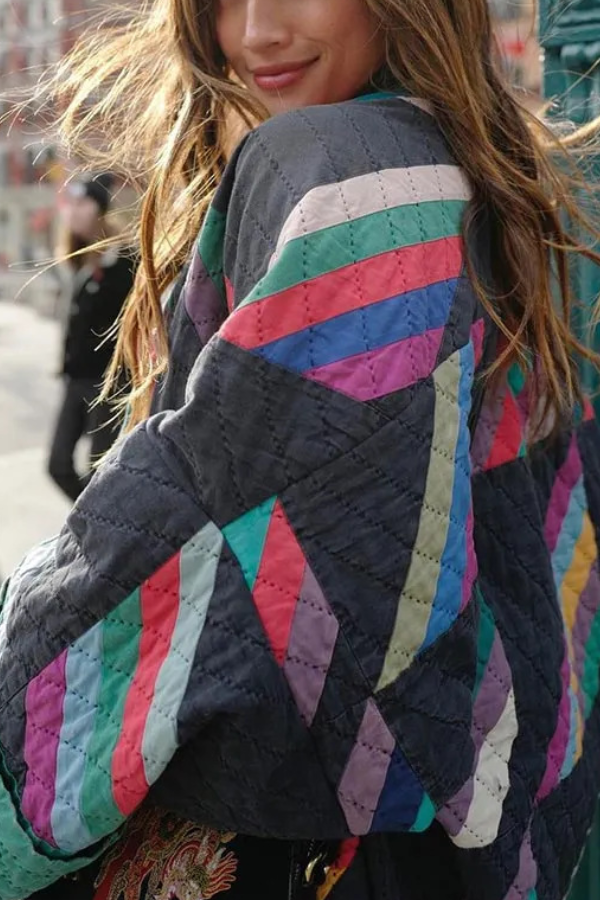 Veste patchwork multicolore coton tendance