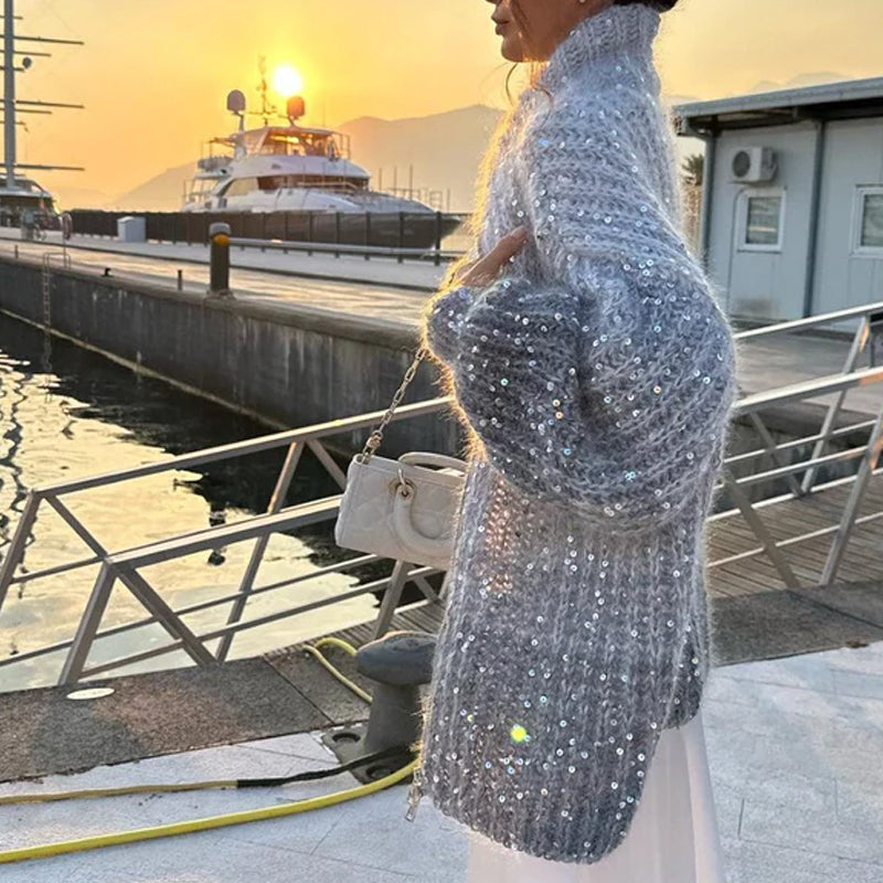 Cardigan à paillettes pour femme