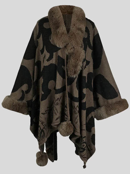 Poncho d'hiver élégant avec imprimé tendance