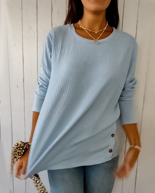 Weiches Strickoberteil Rundhals Damen - IdealeKleiden