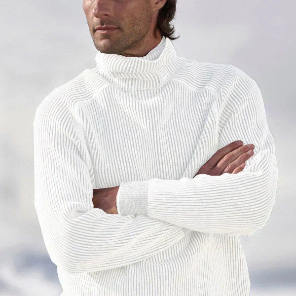 Pull en tricot polaire chaud pour homme à col montant