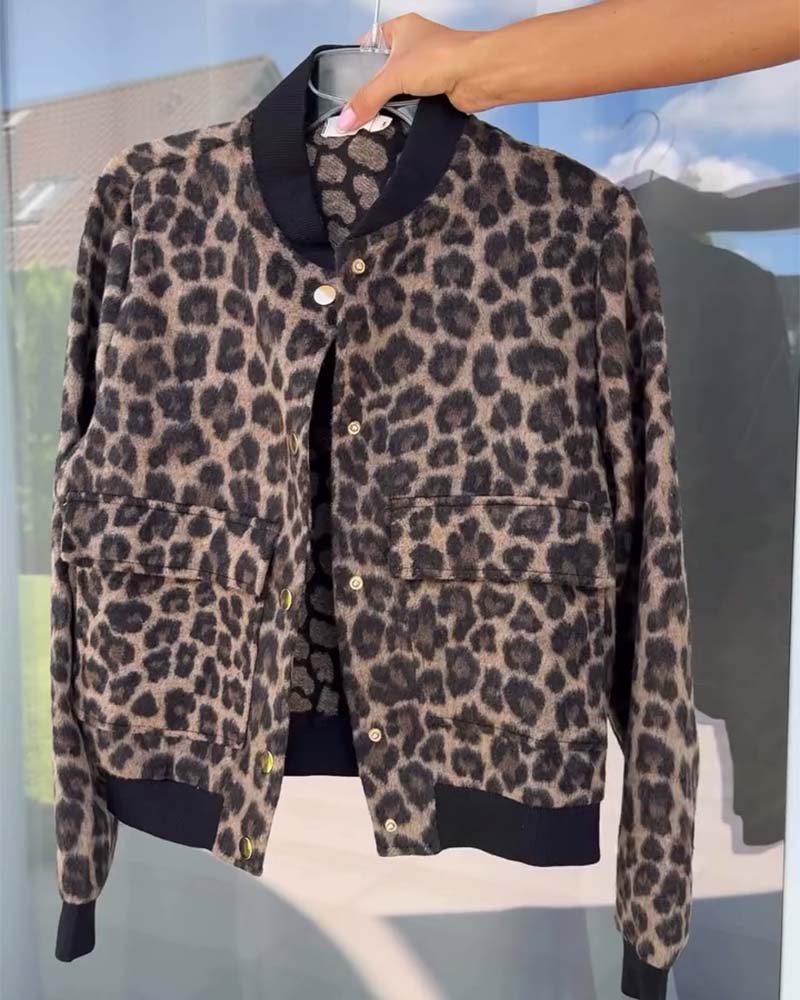 Veste léopard femme Tendance Poche boutonnée