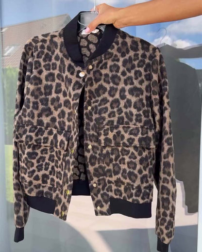Veste léopard femme Tendance Poche boutonnée