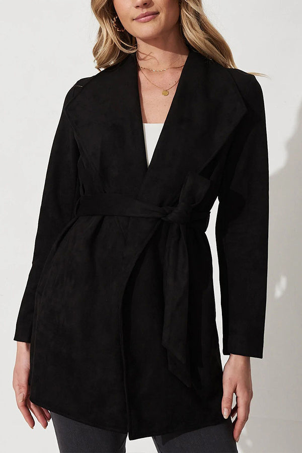 Gilet élégant Grand revers Aspect cuir