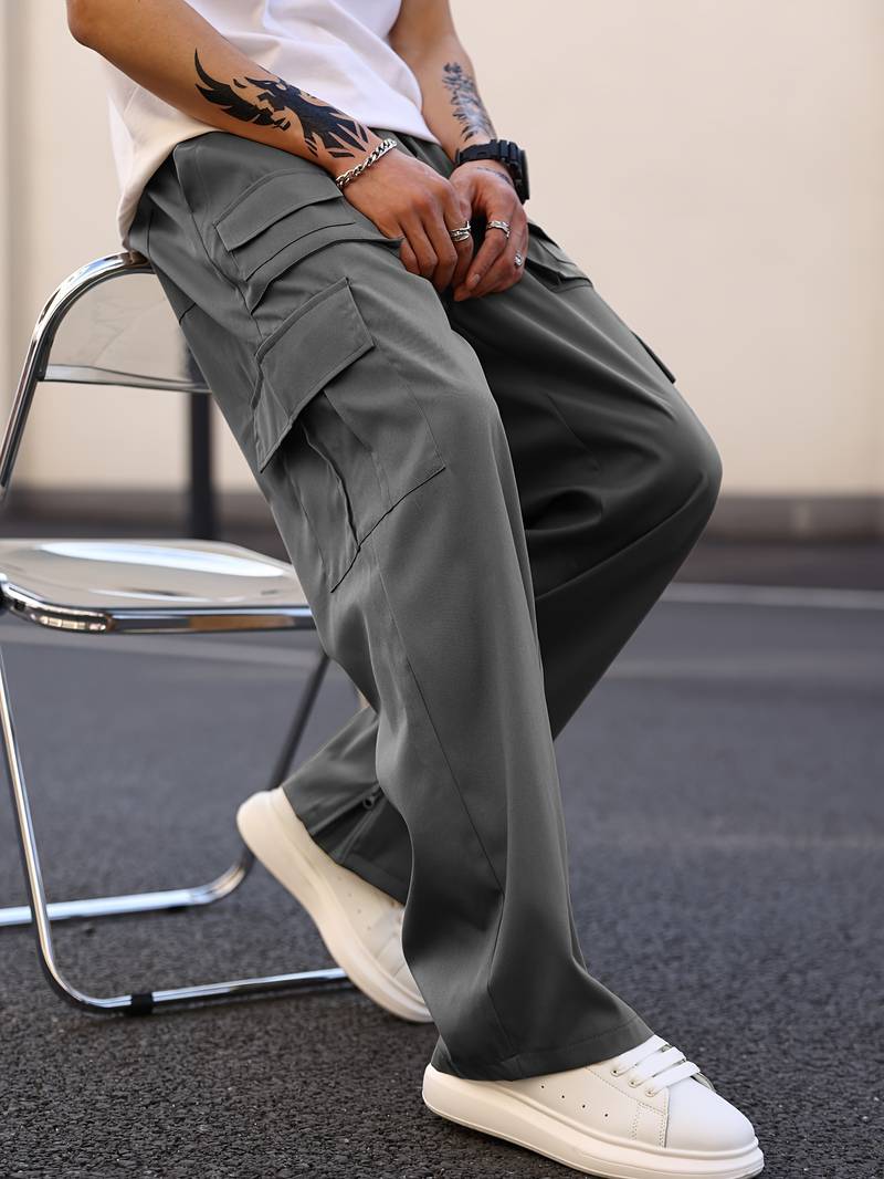 Pantalon cargo droit multipoches pour hommes