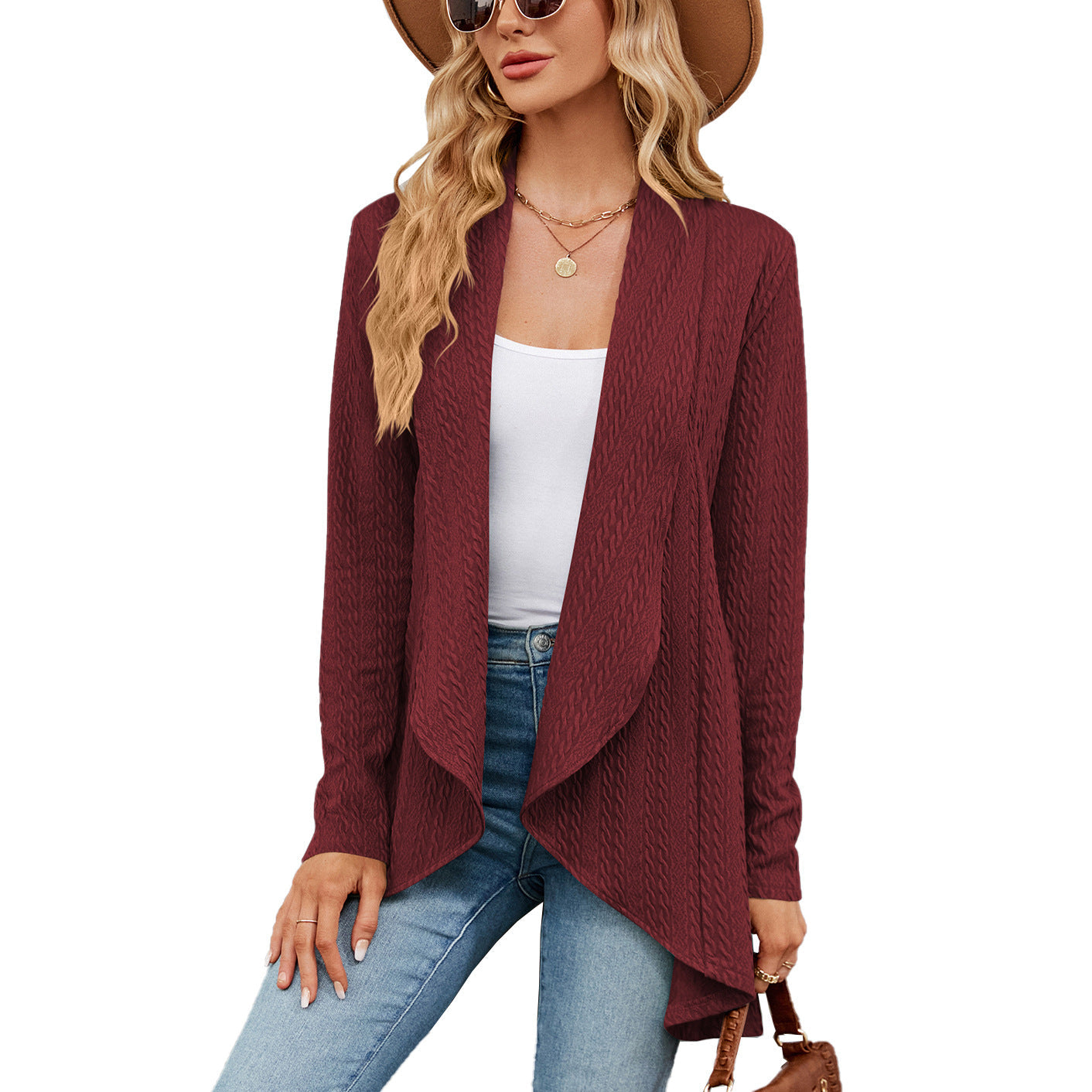 Veste élégante pour femme, manches longues, couleur unie