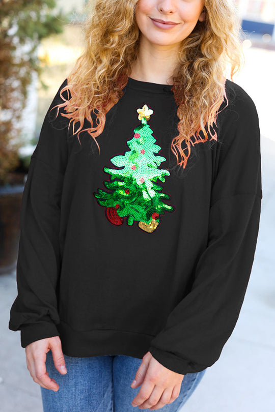 Sweat-shirt de Noël Fête Paillettes Coupe décontractée