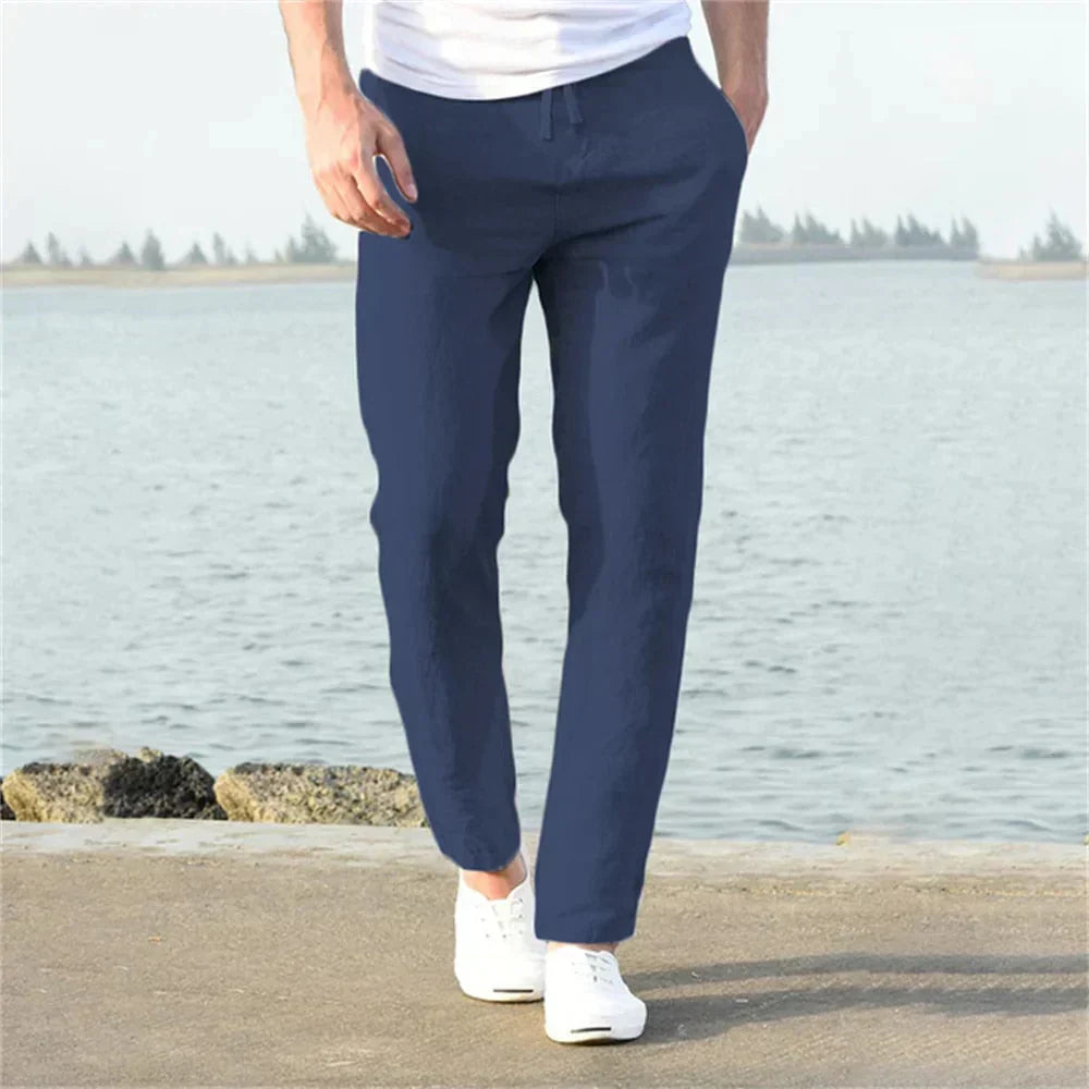 Pantalon en lin homme léger confortable été