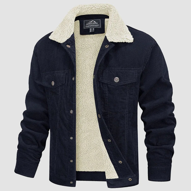 Veste en velours côtelé pour homme, chaude, isolée, élégante