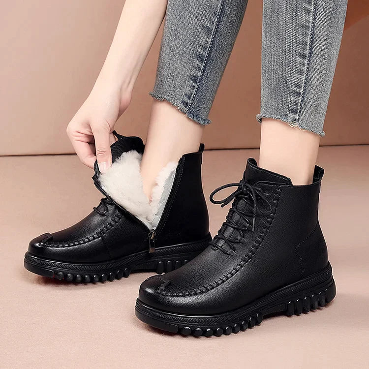 Bottes Martin chaudes en cuir pour femme