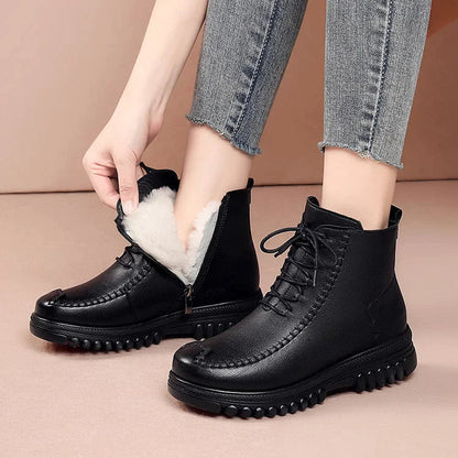 Bottes Martin chaudes en cuir pour femme
