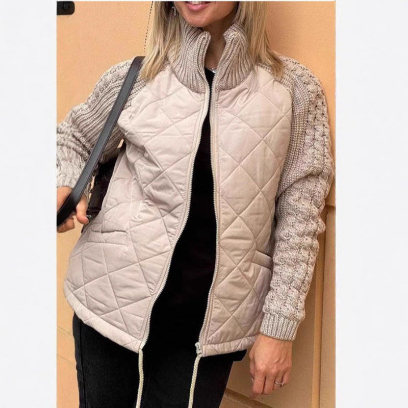 Veste matelassée souple pour femme, chaude, tricotée