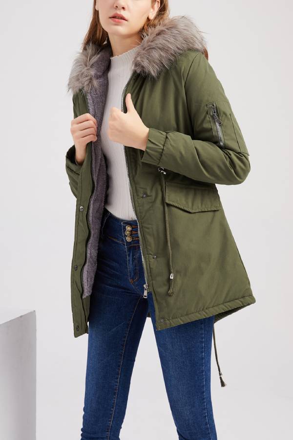 Wintermantel Damen Fleece Steppjacke Warm - IdealeKleiden