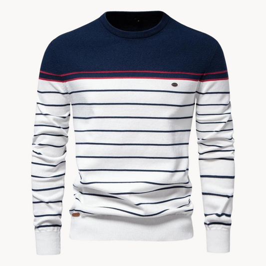 Streifenpullover Damen Baumwolle Modern - IdealeKleiden