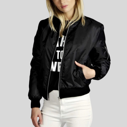 Modische Damen Bomberjacke Rundhals Style - IdealeKleiden