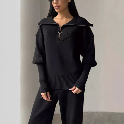 Ensemble décontracté confortable avec pull zippé