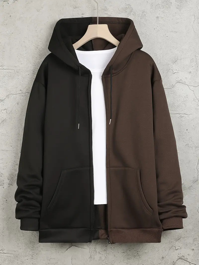 Sweat à capuche homme gris chiné
