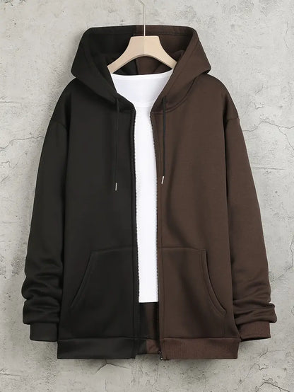 Sweat à capuche homme gris chiné