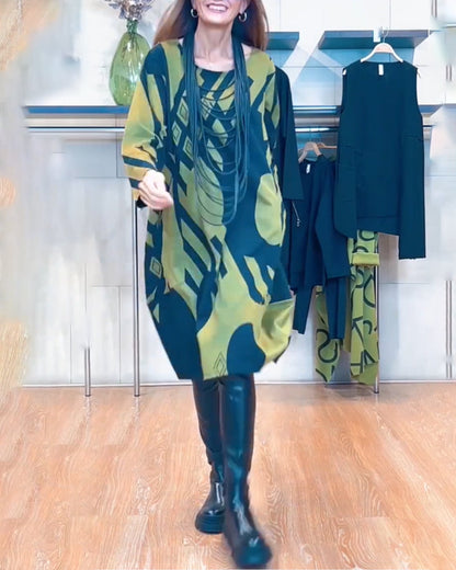Robe femme col rond avec imprimé