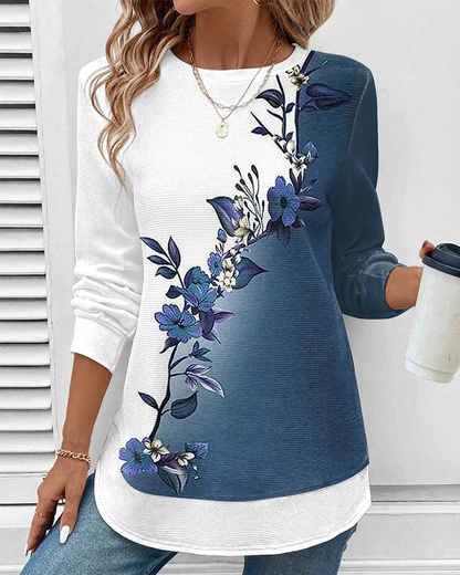 Sommerkleid Rundhals Blumenprint Farbenfroh - IdealeKleiden