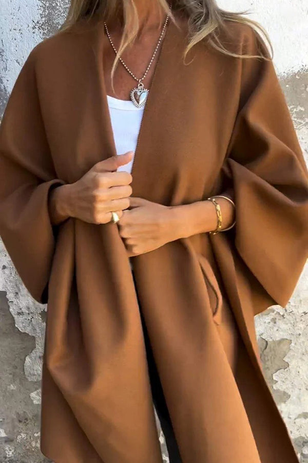Stylische Damenjacke V-Ausschnitt Cape Design - IdealeKleiden