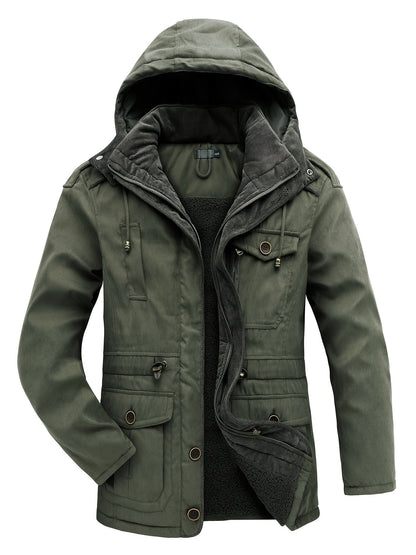 Blouson d'hiver homme chaud à capuche fonctionnel