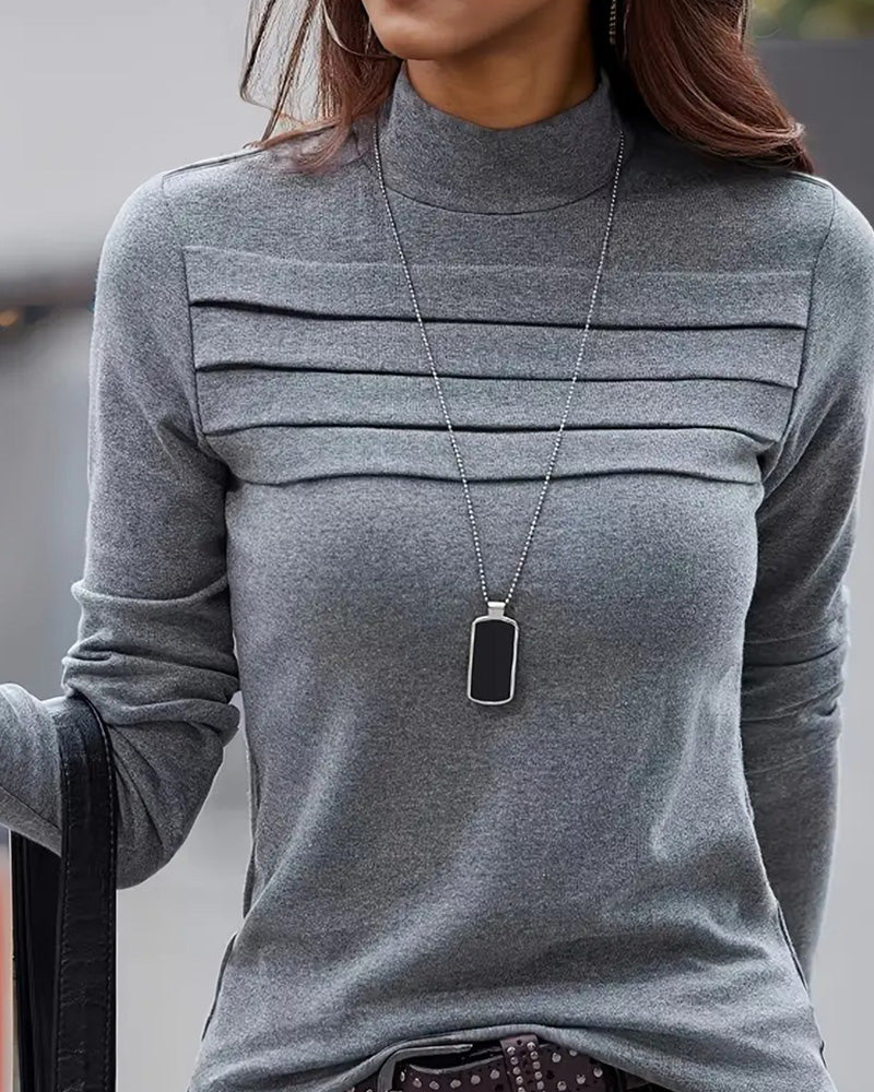 Robe élégante pour femme, coupe slim, plissée, manches longues