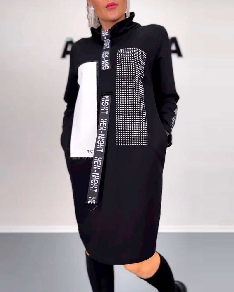 Elegantes Gerades Kleid Mit Kordelzug - IdealeKleiden