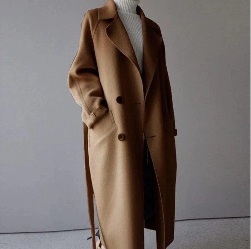Long manteau en laine pour femme Design élégant