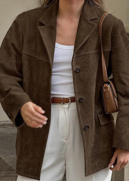 Elegante Samtjacke Wildleder Optik Vintage Style - IdealeKleiden