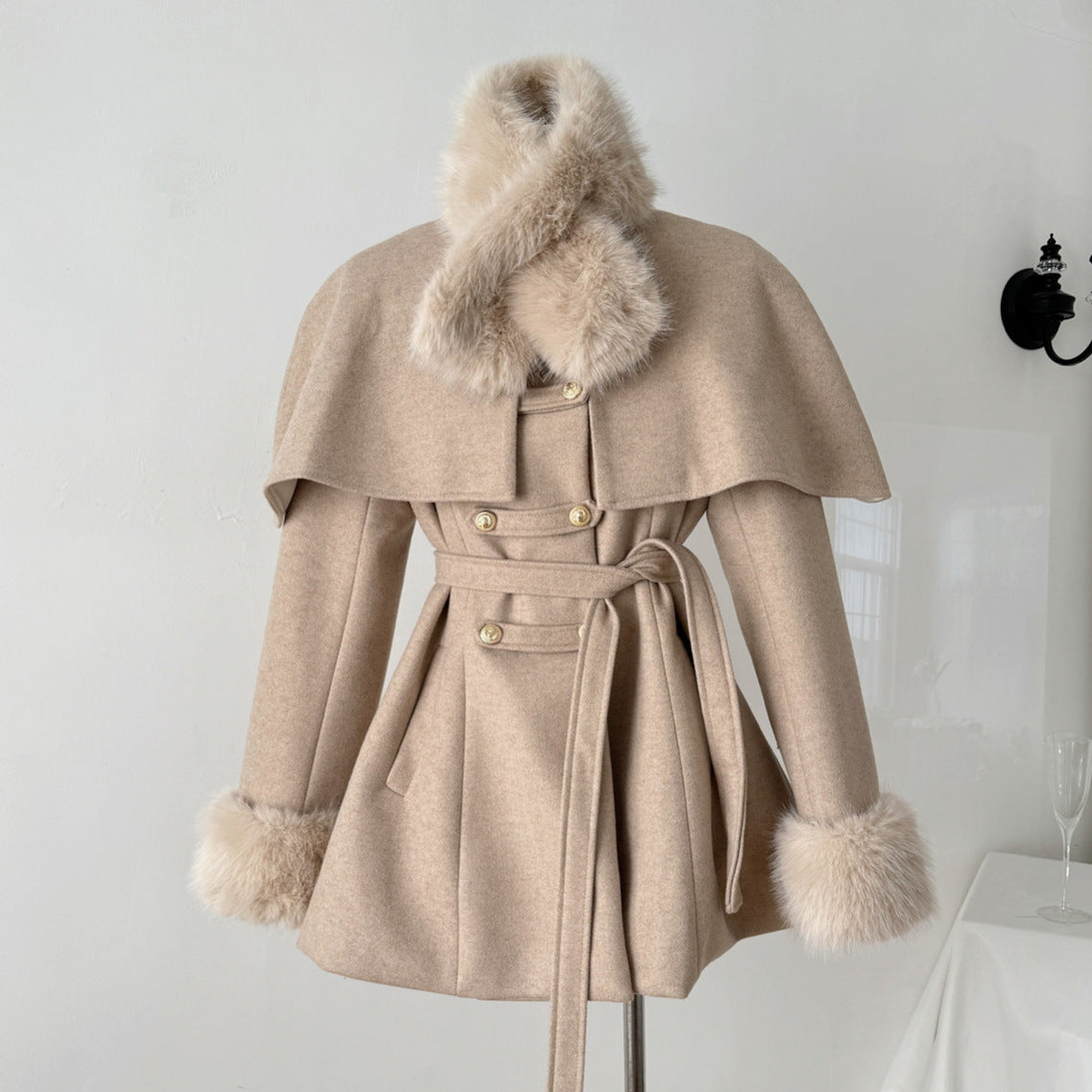 Robe longue d'hiver pour femme avec col amovible