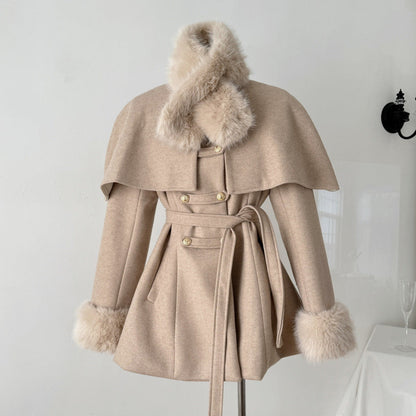 Robe longue d'hiver pour femme avec col amovible
