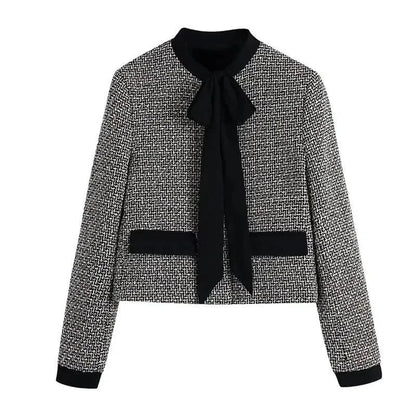 Élégante veste pour femme avec nœud style tweed