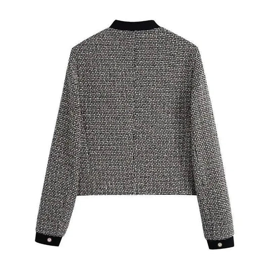 Elegante Damenjacke mit Schleife Tweed Stil - IdealeKleiden