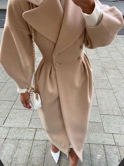 Élégant Manteau Femme en Laine Manches Longues Chaud & Chic