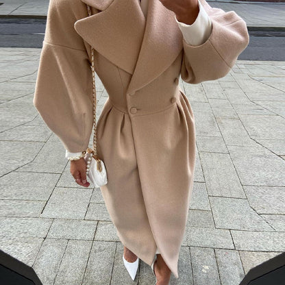 Élégant Manteau Femme en Laine Manches Longues Chaud & Chic