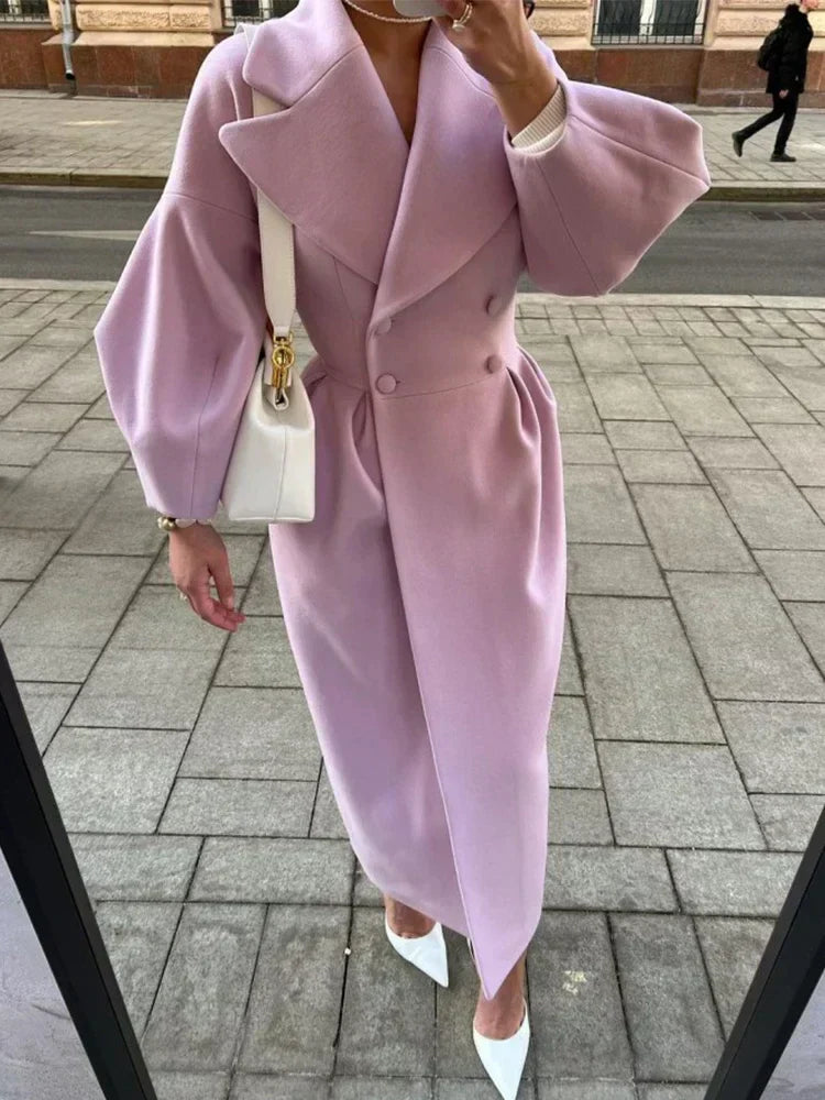 Élégant Manteau Femme en Laine Manches Longues Chaud & Chic