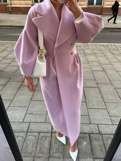 Élégant Manteau Femme en Laine Manches Longues Chaud & Chic