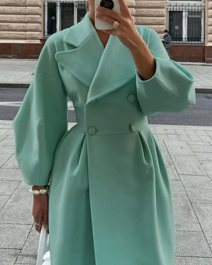 Élégant Manteau Femme en Laine Manches Longues Chaud & Chic