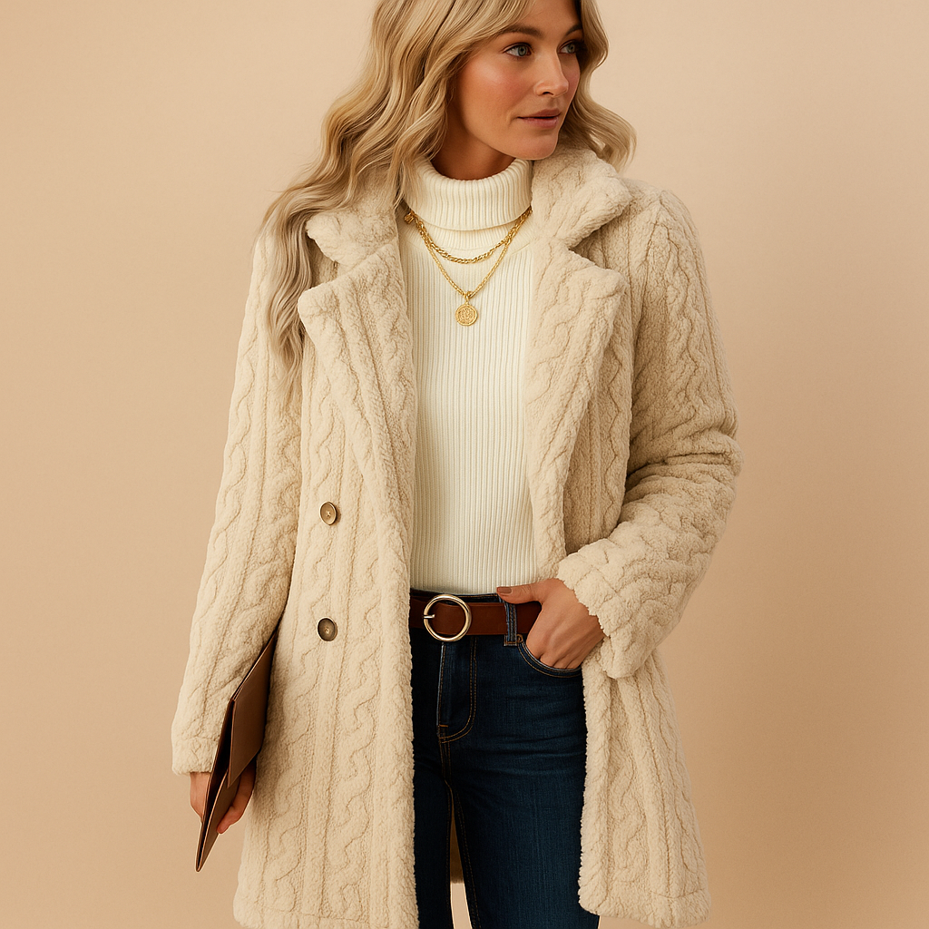 Manteau long d'hiver chaud en Teddy pour femme