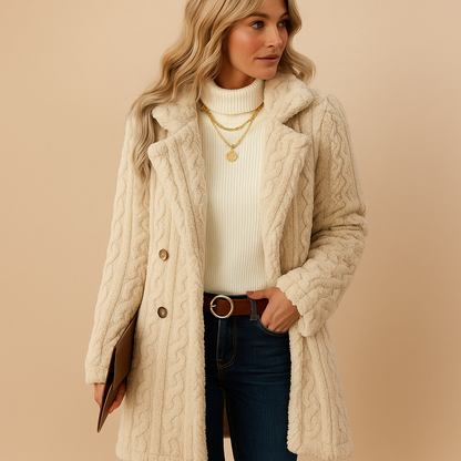 Manteau long d'hiver chaud en Teddy pour femme