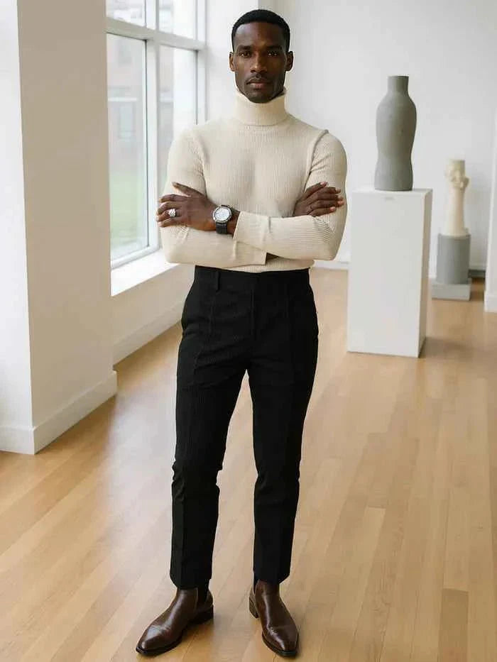 Pantalon élégant pour homme noir coupe slim