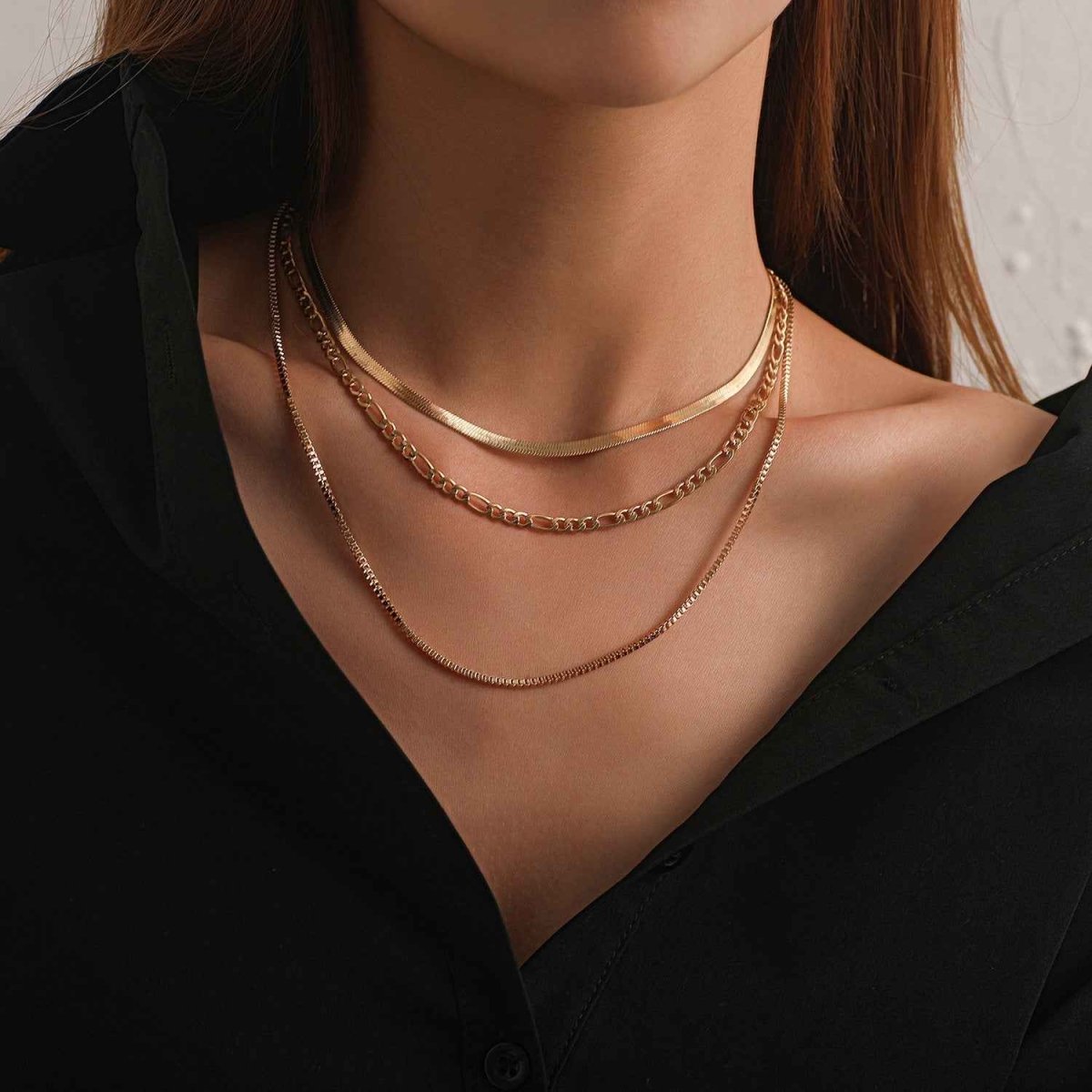 Elegante 3-Lagig Halskette Gold Schmuck - IdealeKleiden