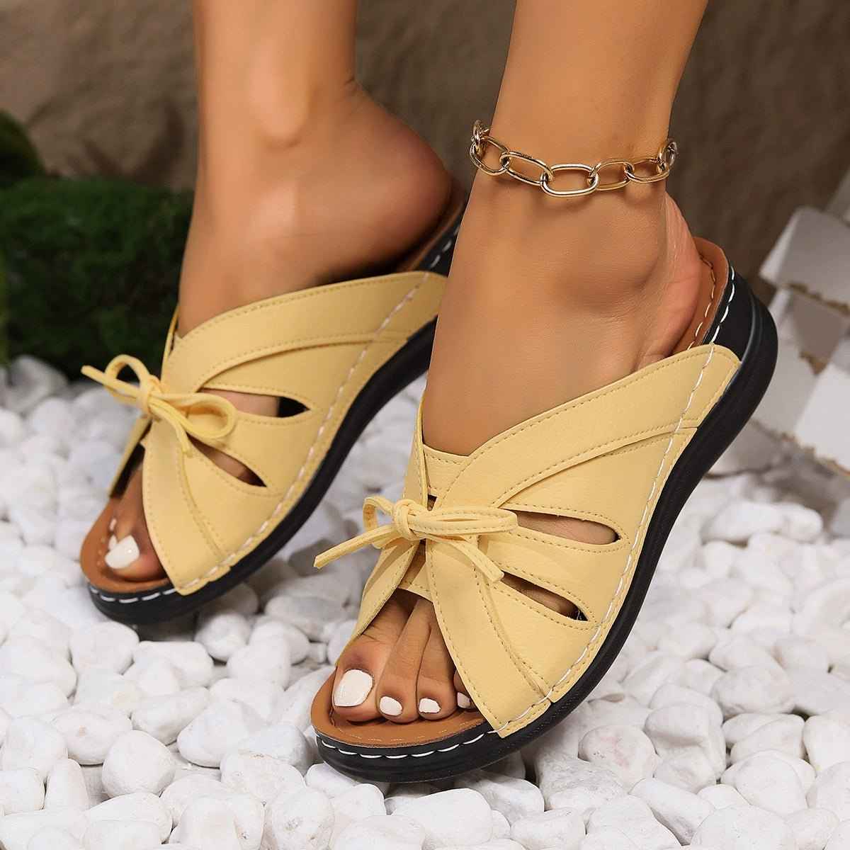 Élégantes sandales femme avec nœud décoratif