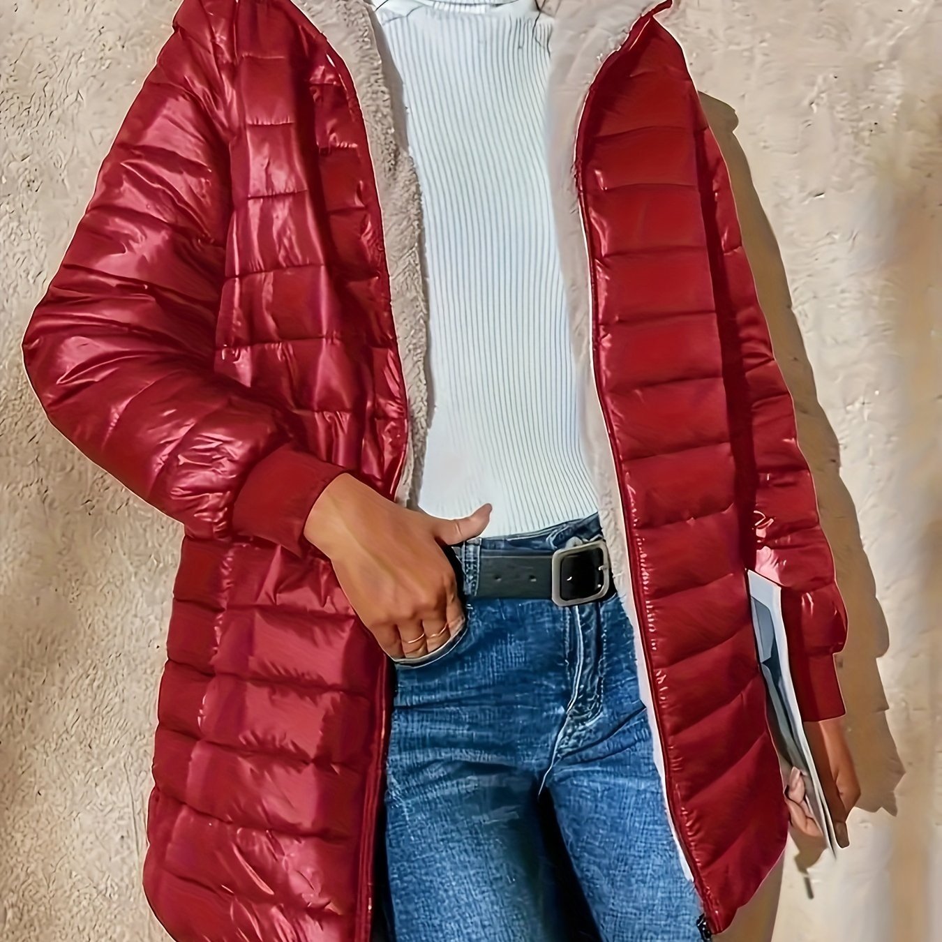 Blouson d'hiver doublé chaud avec fermeture éclair